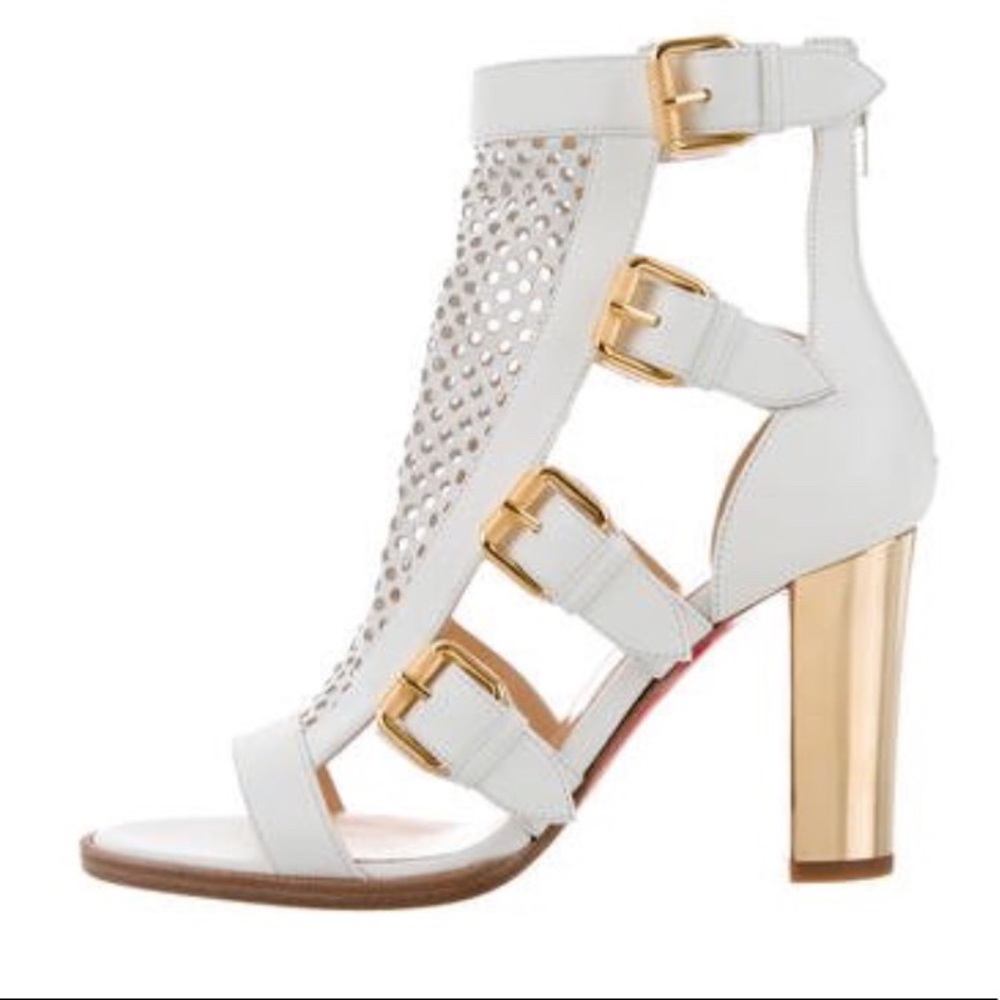 Christian Louboutin white open toe booties
